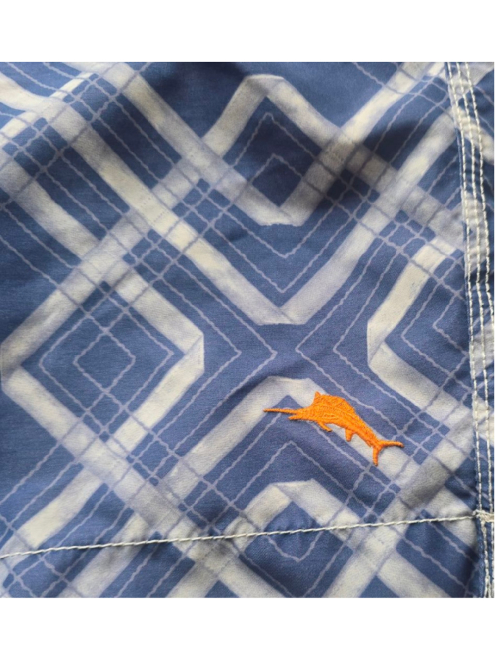 Tommy Bahama Relax Swim Trunks Mens XXL Blue Geometric Board Shorts Lined - Picture 11 of 11